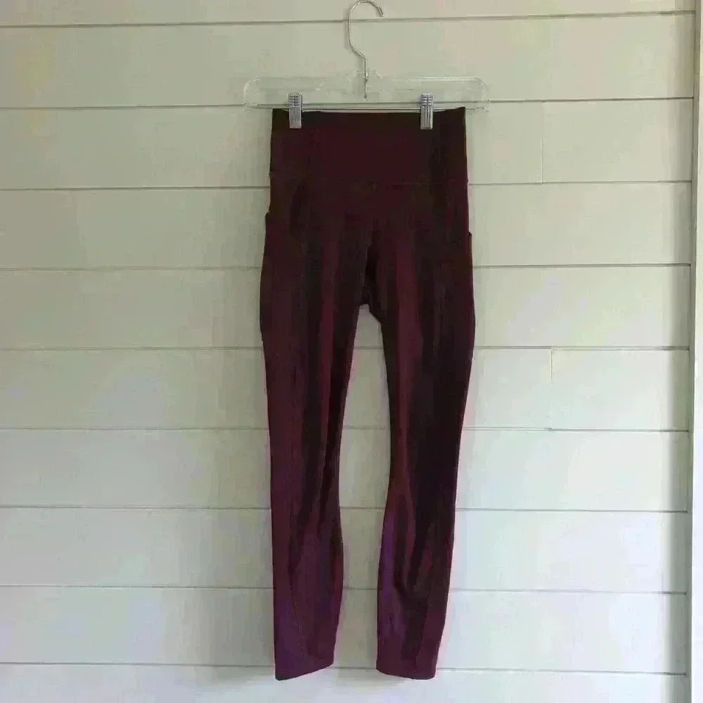Fabletics Purelux Burgundy Leggings With Pockets Size XXS